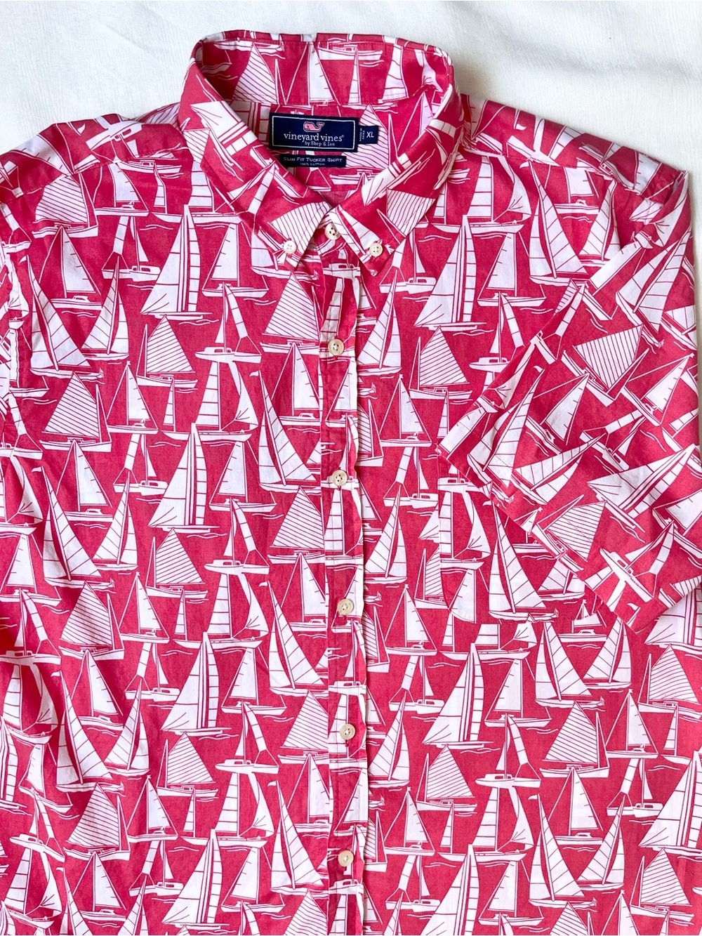Vineyard Vines Salmon Pink Sailboat Button-Down Shirt XL